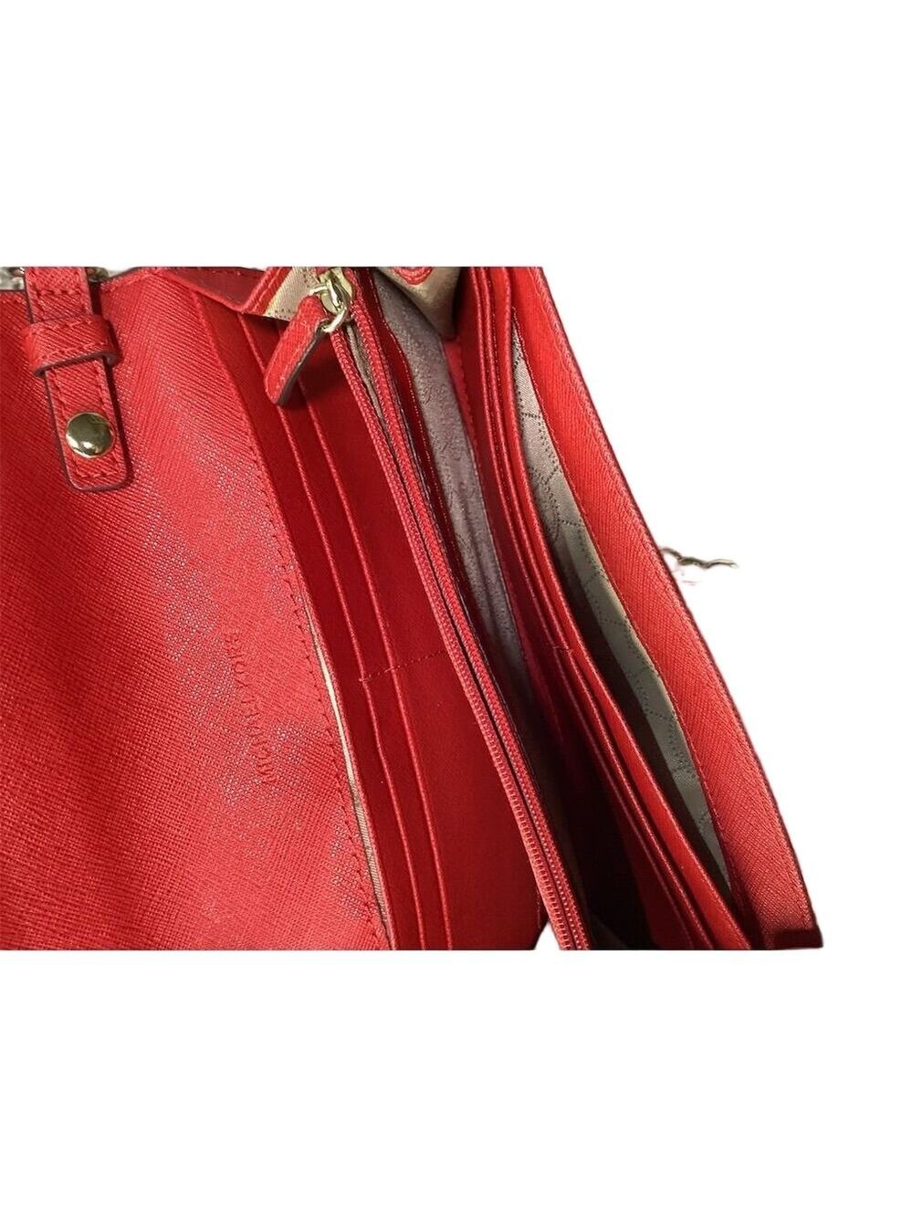 Michael Kors Jet Set Travel Women's Red Crossbody Bag Gold Accents - Picture 6 of 7
